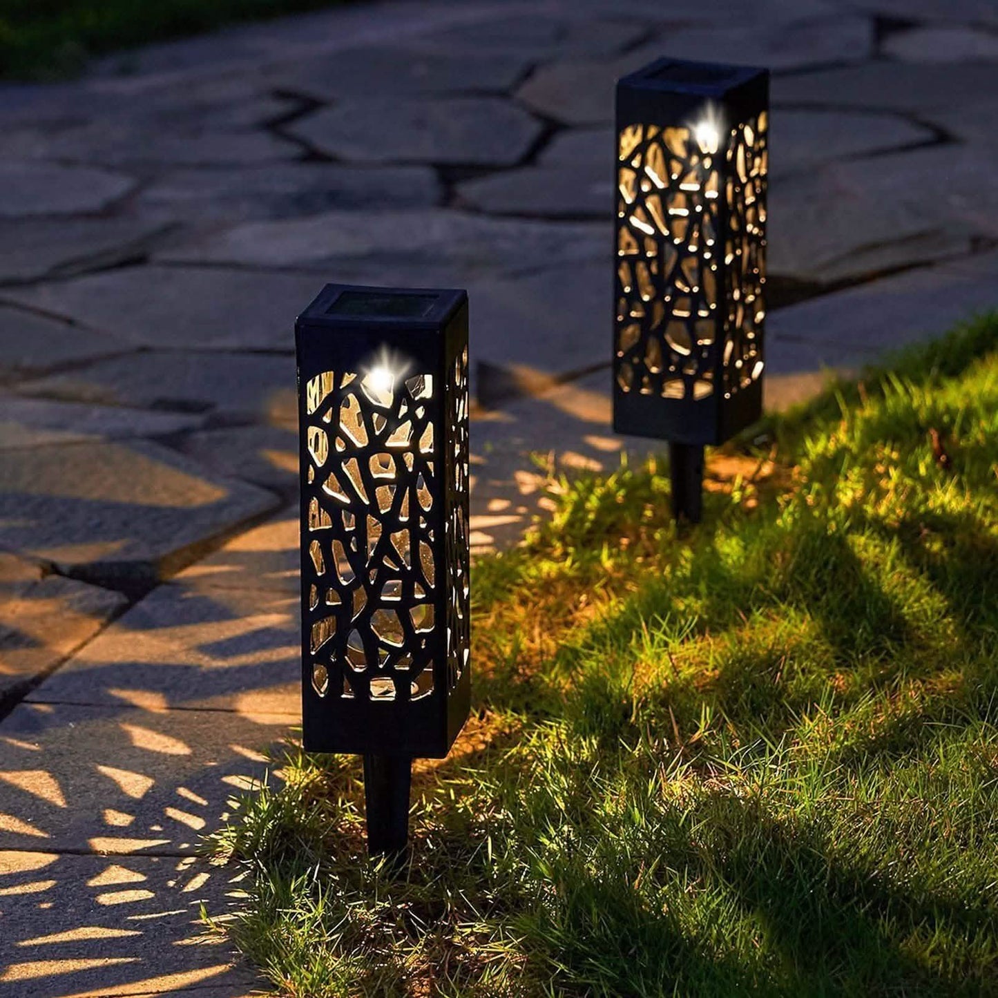 6-Pack: Outdoor Solar Light Powered Garden Pathway Lights Waterproof Hollow with Ground Spike DailySale
