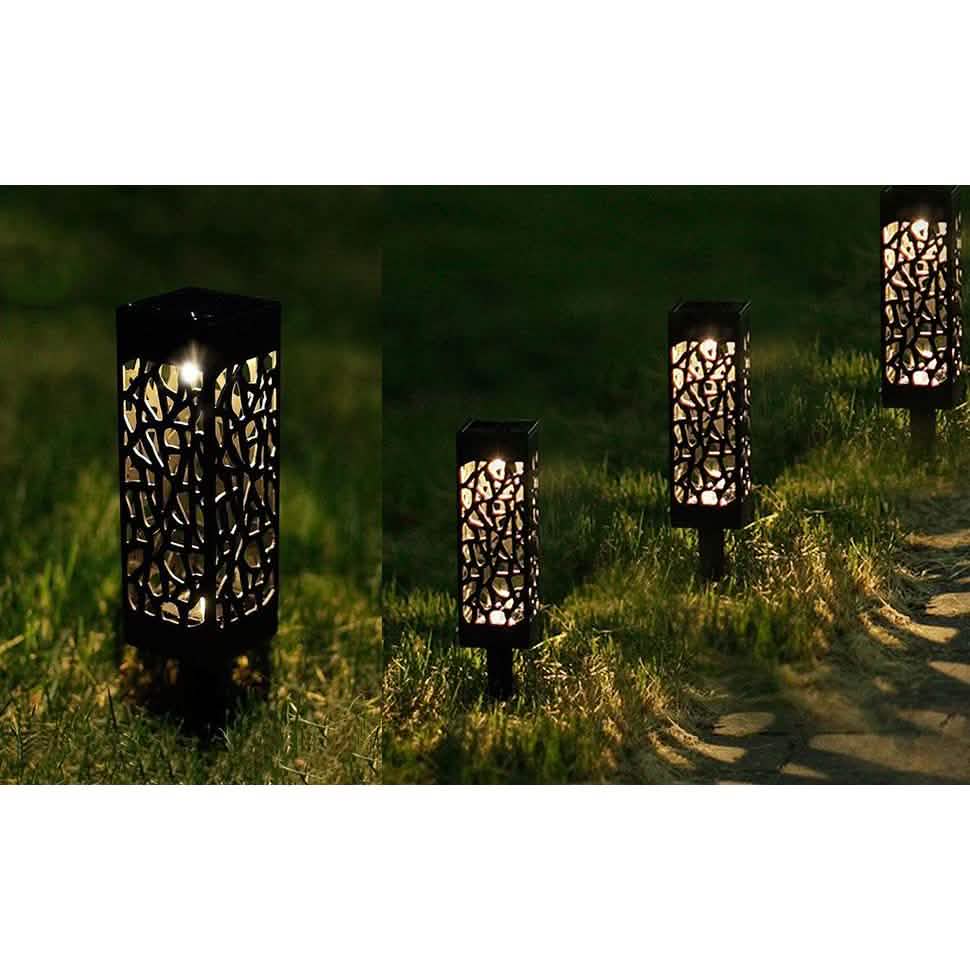 6-Pack: Outdoor Solar Light Powered Garden Pathway Lights Waterproof Hollow with Ground Spike DailySale