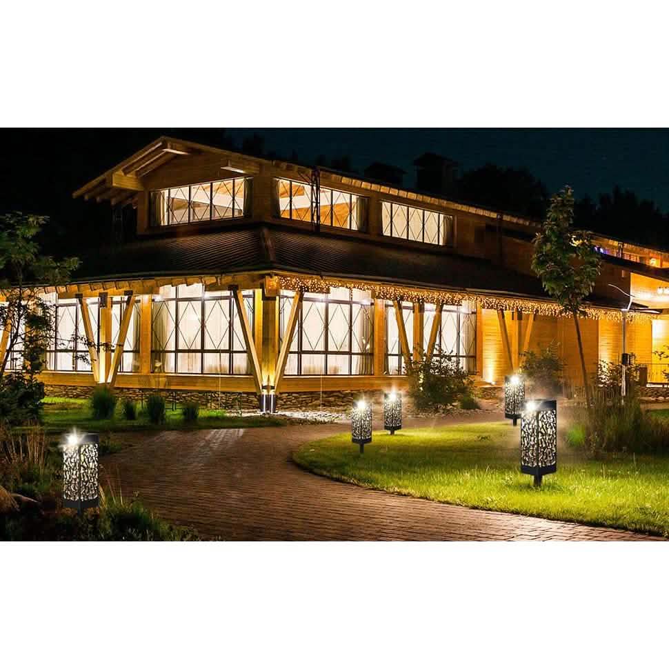 6-Pack: Outdoor Solar Light Powered Garden Pathway Lights Waterproof Hollow with Ground Spike DailySale