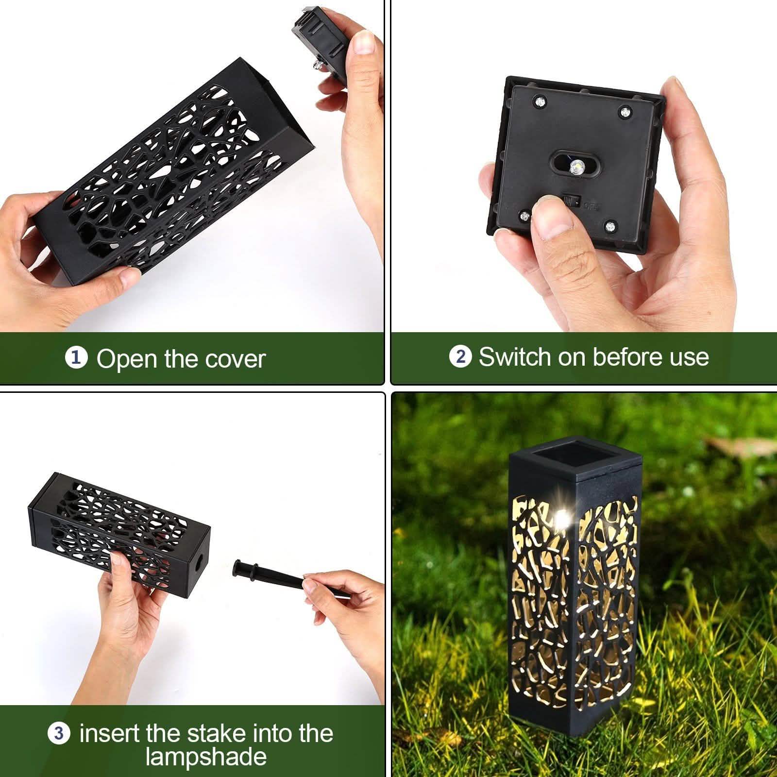 6-Pack: Outdoor Solar Light Powered Garden Pathway Lights Waterproof Hollow with Ground Spike DailySale