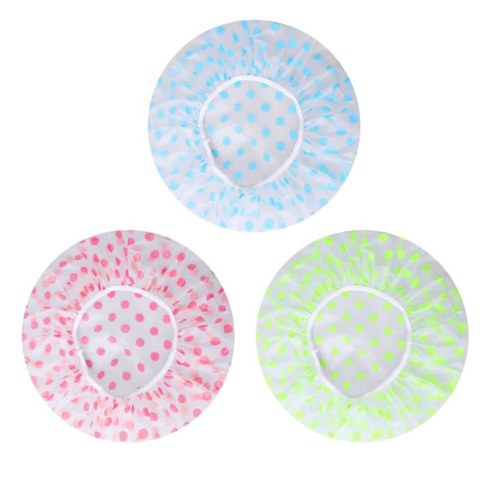 6-Pack: Reusable Shower Caps Elastic Band Bath Hair Hat DailySale