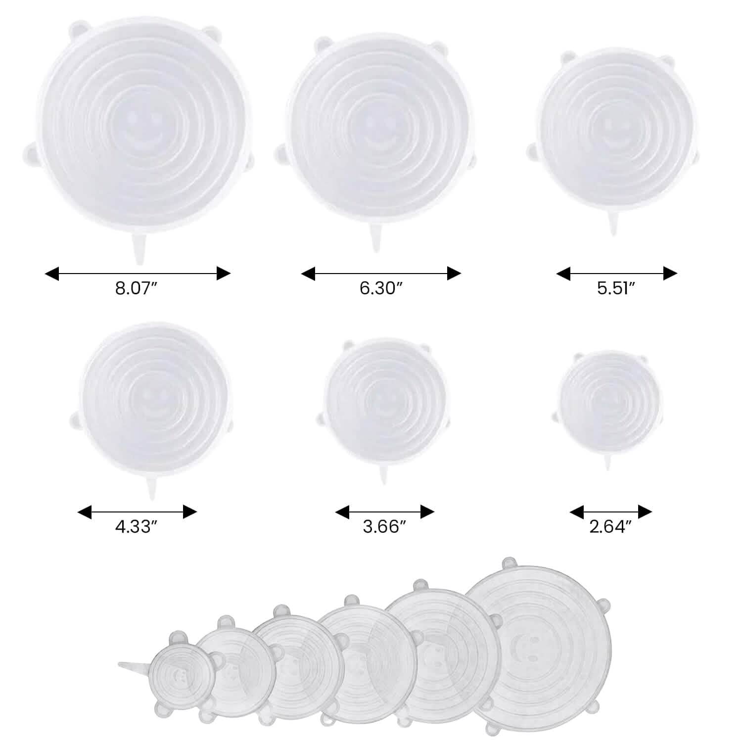6-Pack: Reusable Silicone Stretch Container Lids Covers for Food Storage - Fit Most Containers DailySale