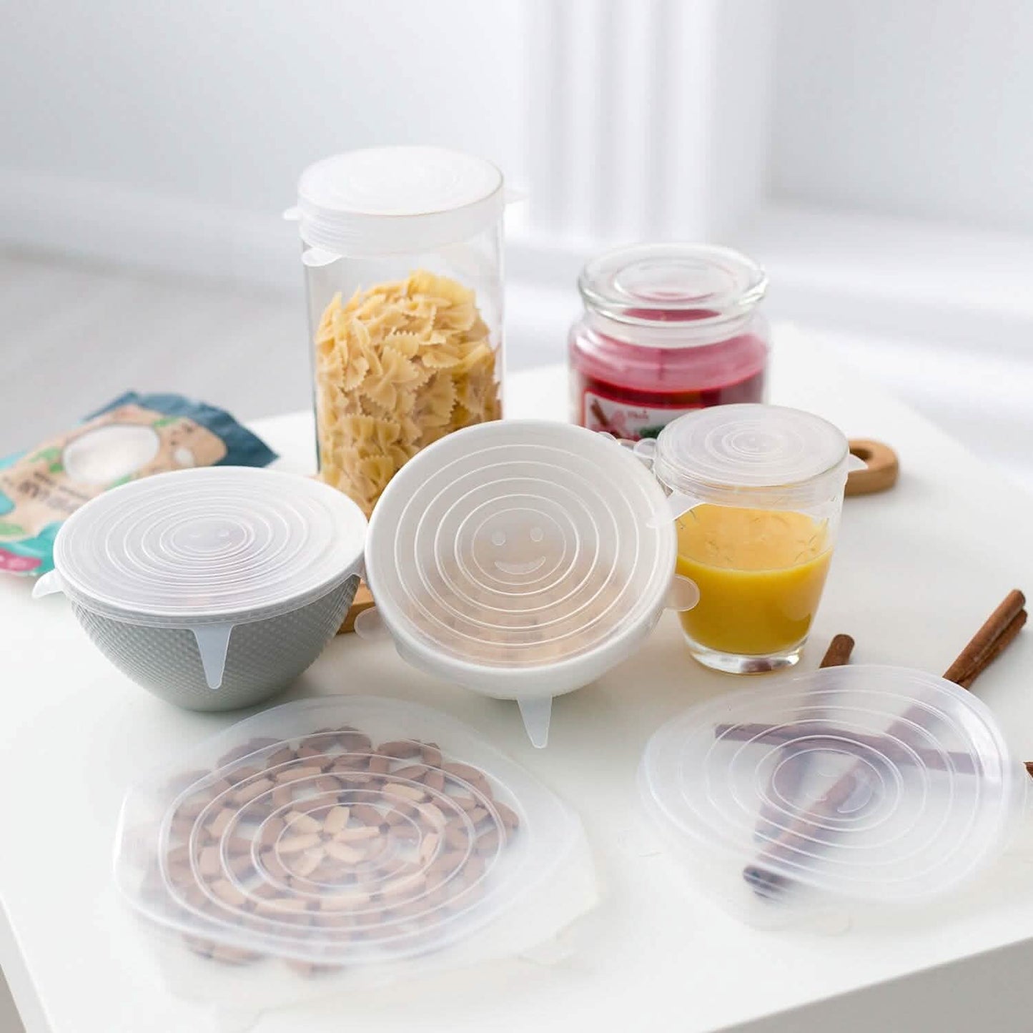 6-Pack: Reusable Silicone Stretch Container Lids Covers for Food Storage - Fit Most Containers DailySale