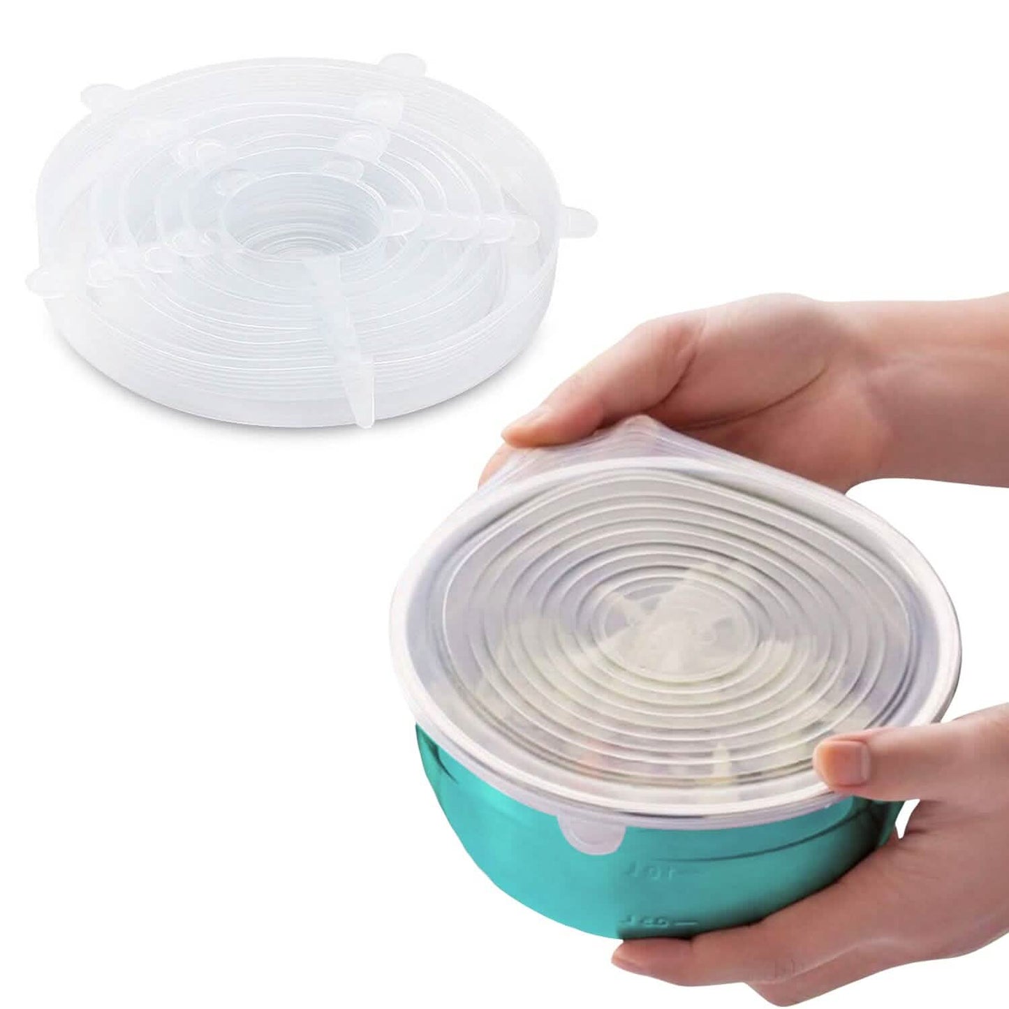 6-Pack: Reusable Silicone Stretch Container Lids Covers for Food Storage - Fit Most Containers DailySale