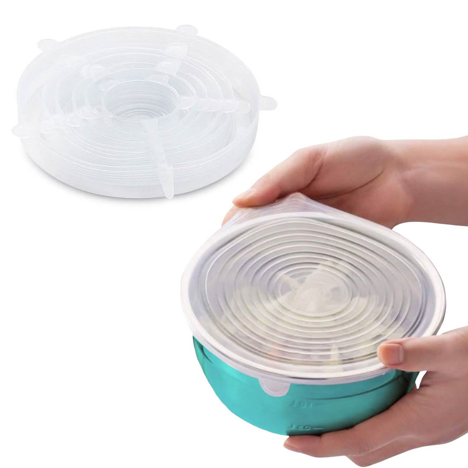 6-Pack: Reusable Silicone Stretch Container Lids Covers for Food Storage - Fit Most Containers DailySale