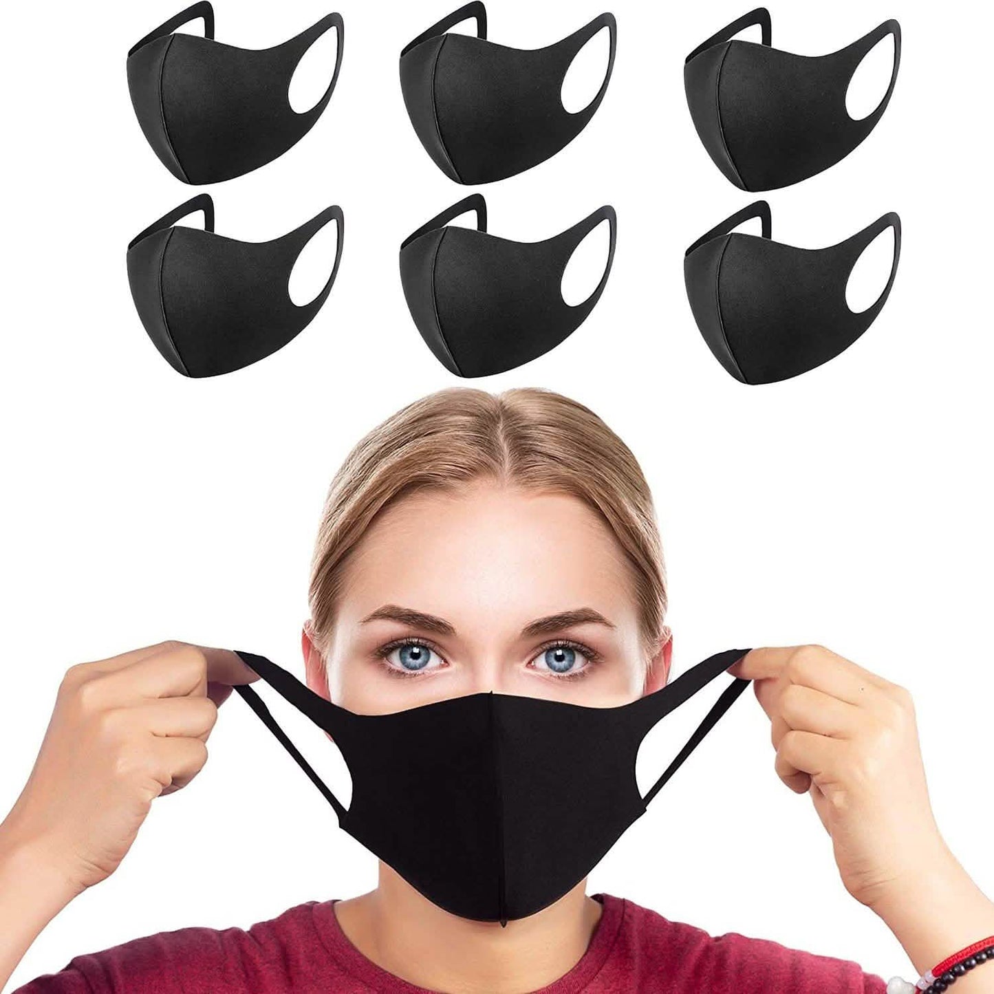 6-Pack: Reusable Washable Non-Medical Black Masks DailySale