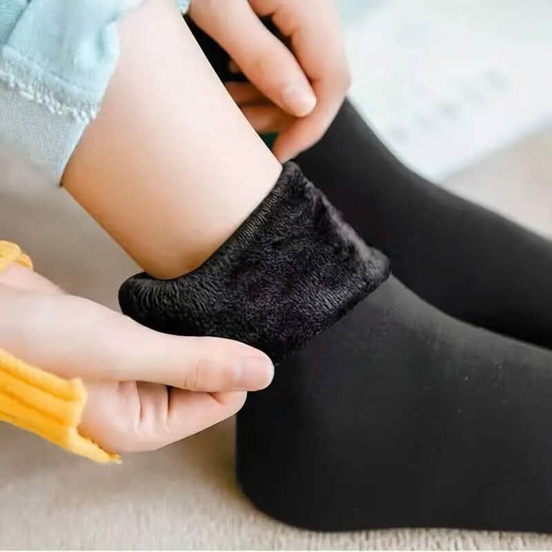 4-Pairs: Ultra-Soft Plush Lined Thermal Socks - Comfy Mid Tube Socks - Black DailySale