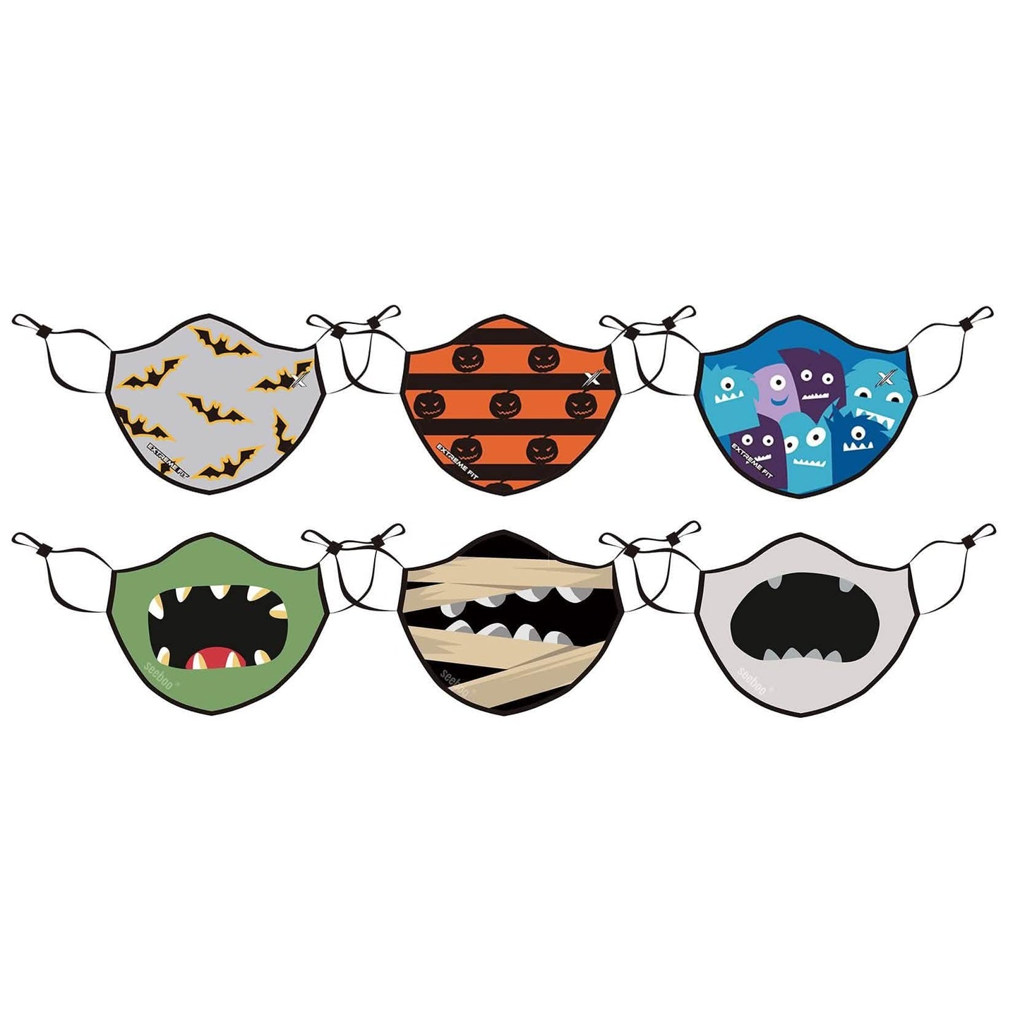 6-Pack: Two-Layer Reusable Halloween Kids Face Mask With Adjustable Earloop DailySale