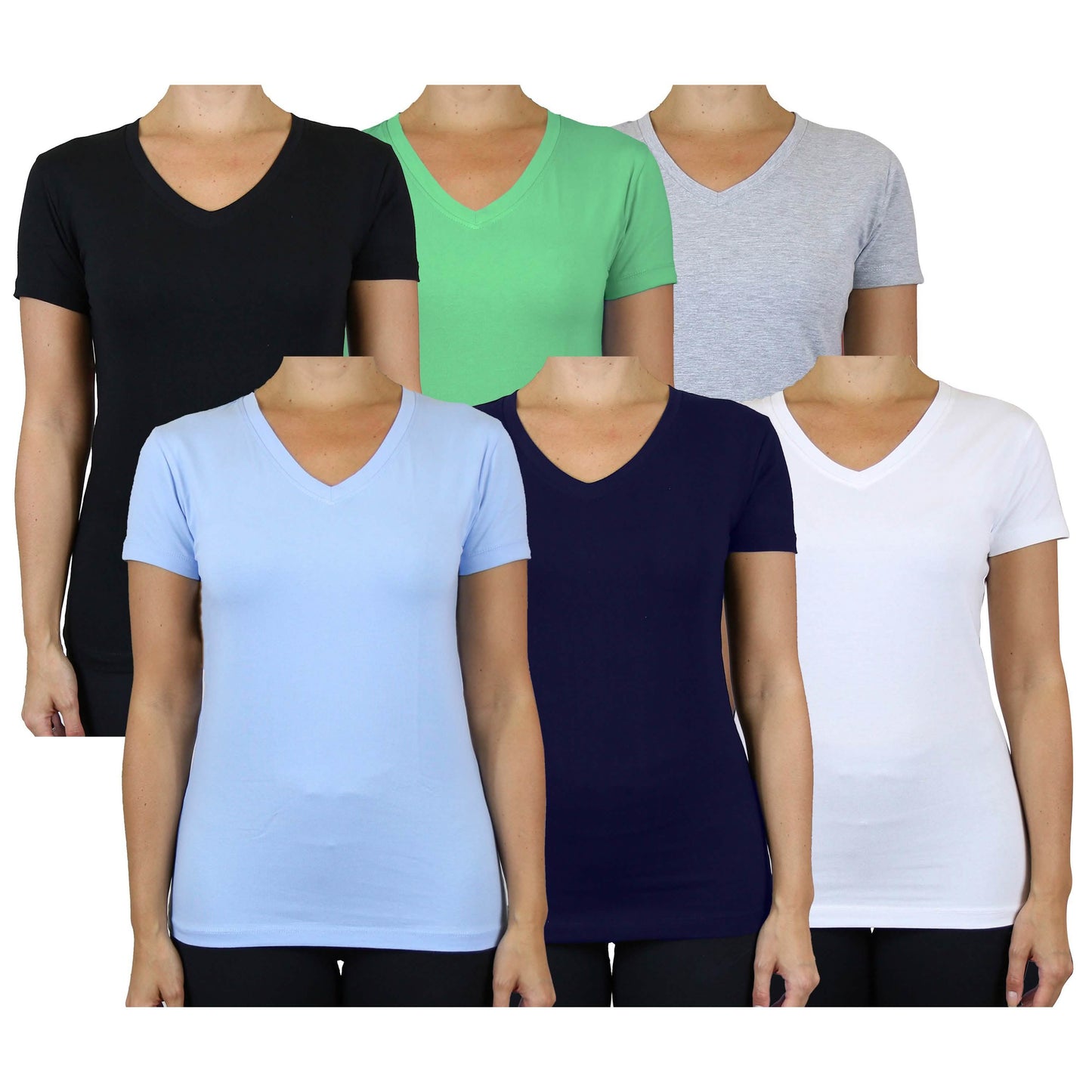 6-Pack: Women's Assorted Short Sleeve V-Neck Tees DailySale