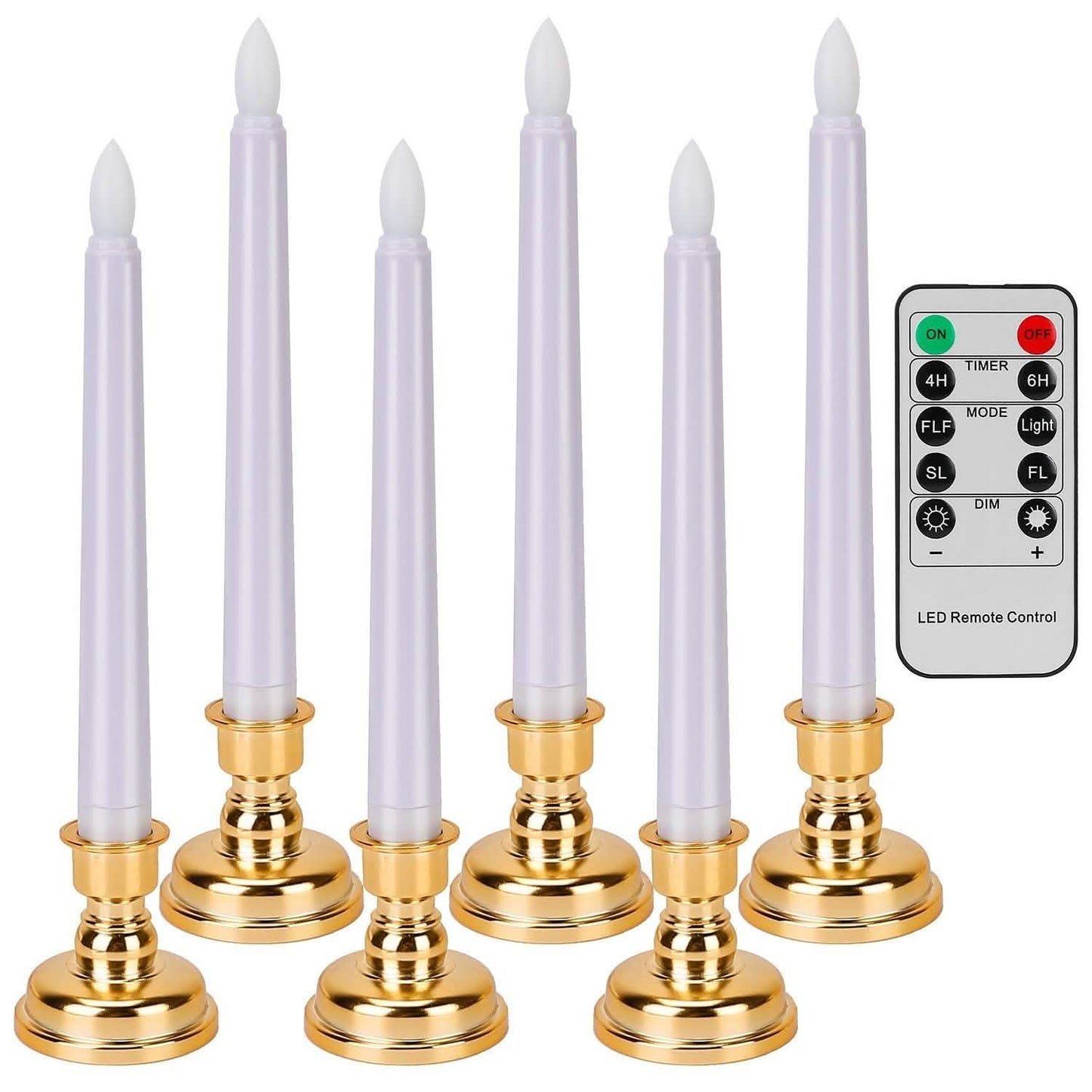 6-Packs: Flameless Taper Candles with 4 Light Modes and Remote Control DailySale