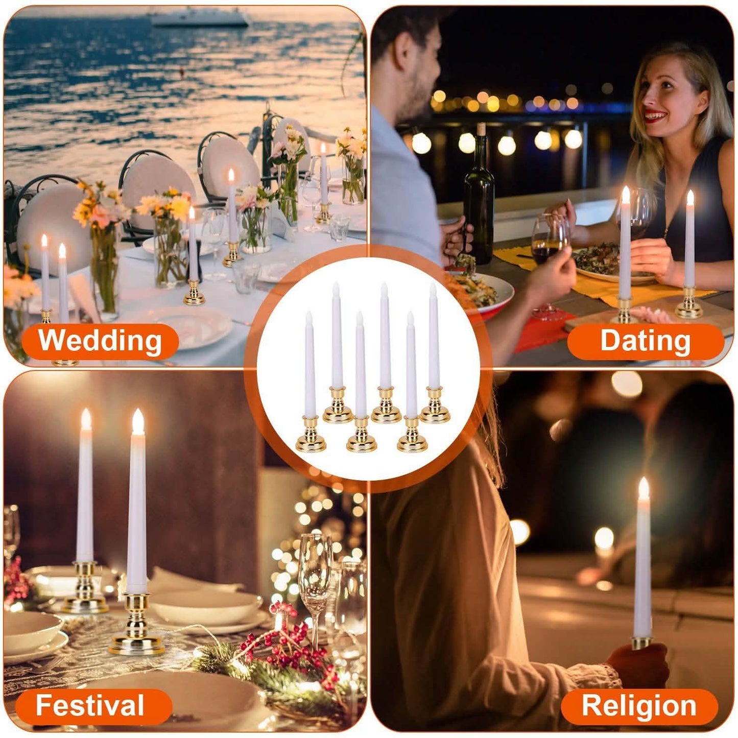 6-Packs: Flameless Taper Candles with 4 Light Modes and Remote Control DailySale