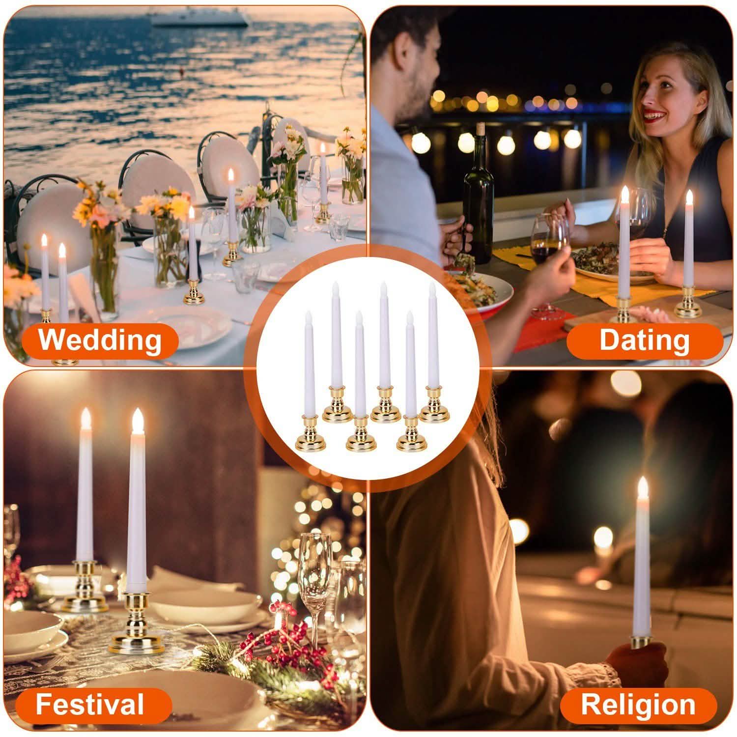 6-Packs: Flameless Taper Candles with 4 Light Modes and Remote Control DailySale