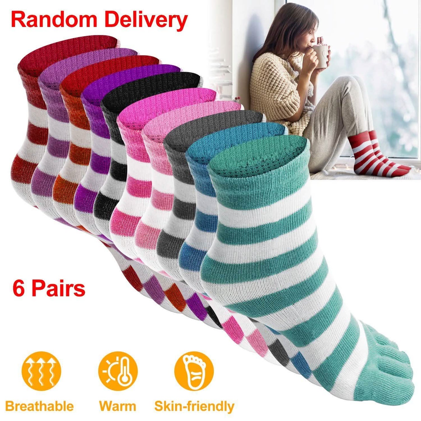 6-Pair: 5 Toes Socks Soft Breathable Ankle Socks DailySale