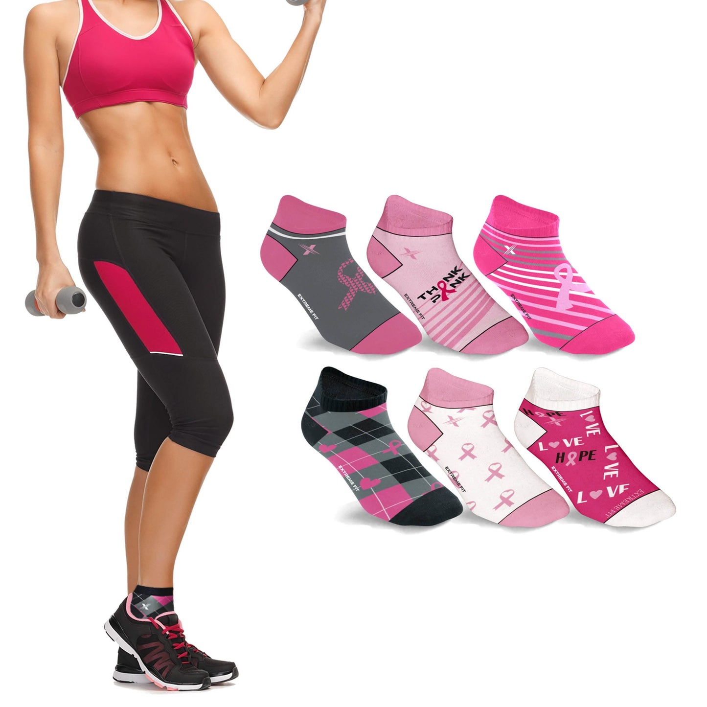 6-Pairs: Breast Cancer Awareness Ankle Compression Socks DailySale