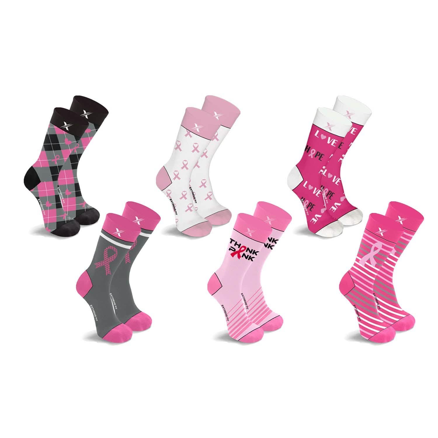 6-Pairs: Breast Cancer Awareness Crew Length Everyday Wear Compression Socks DailySale