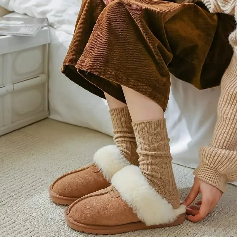 6-Pairs: Thick & Warm Cream Color Sock DailySale