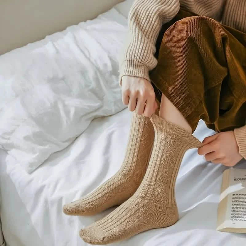 6-Pairs: Thick & Warm Cream Color Sock DailySale