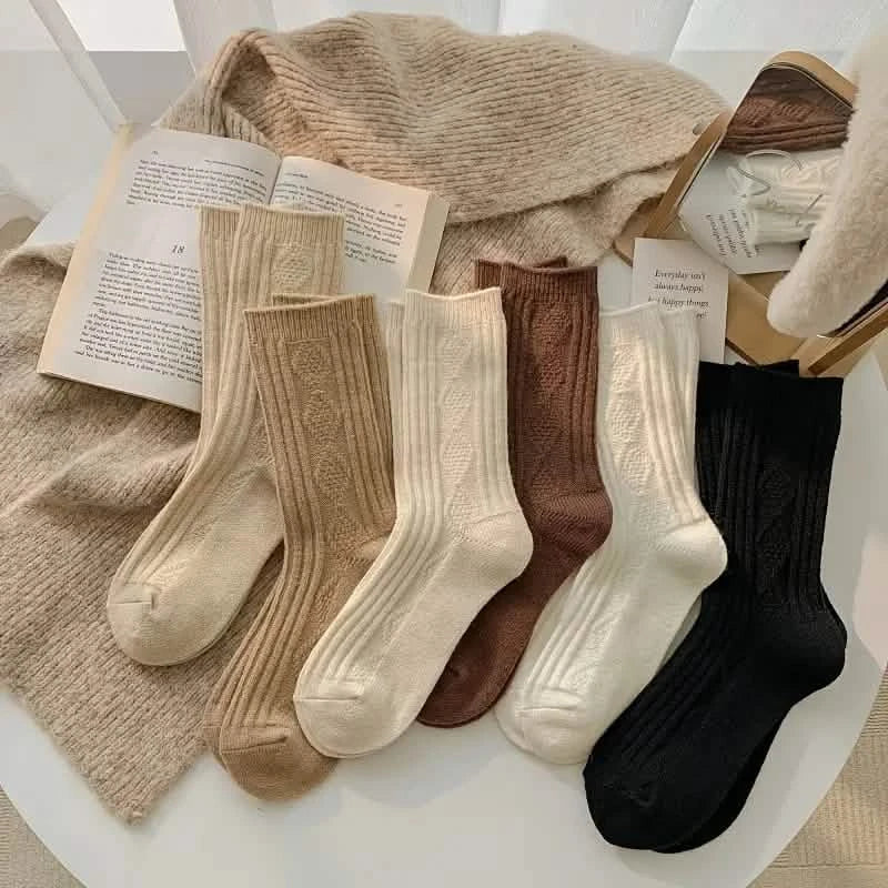 6-Pairs: Thick & Warm Cream Color Sock DailySale