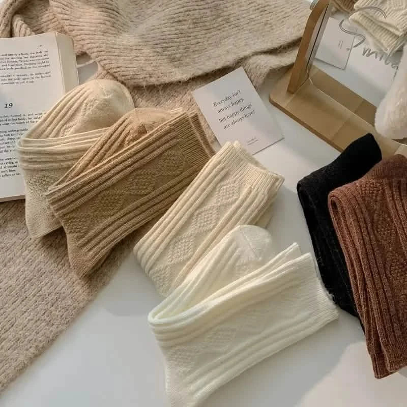 6-Pairs: Thick & Warm Cream Color Sock DailySale