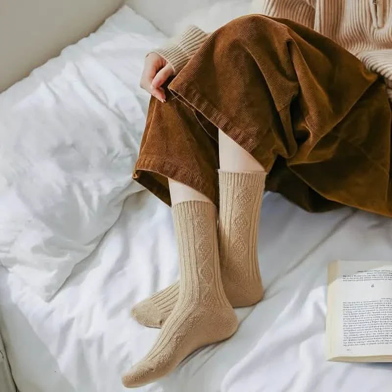 6-Pairs: Thick & Warm Cream Color Sock DailySale