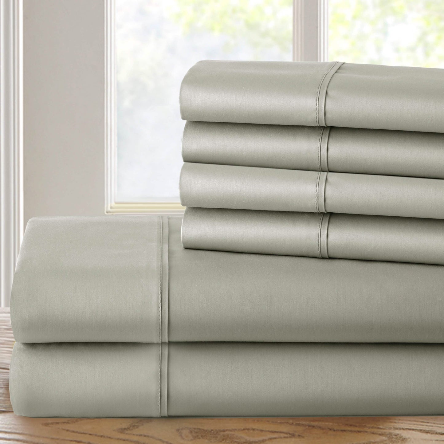 6-Piece: 1200 Thread Count Cotton Rich Solid Sateen Sheet Set DailySale