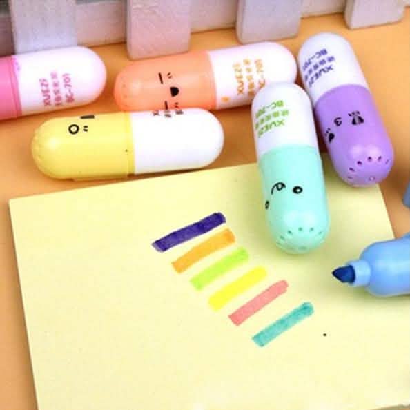 6-Piece: Cute Pill Shape Mini Highlighter Marker DailySale