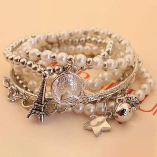 6-Piece: Multi Layer Pearl Bracelet Set DailySale