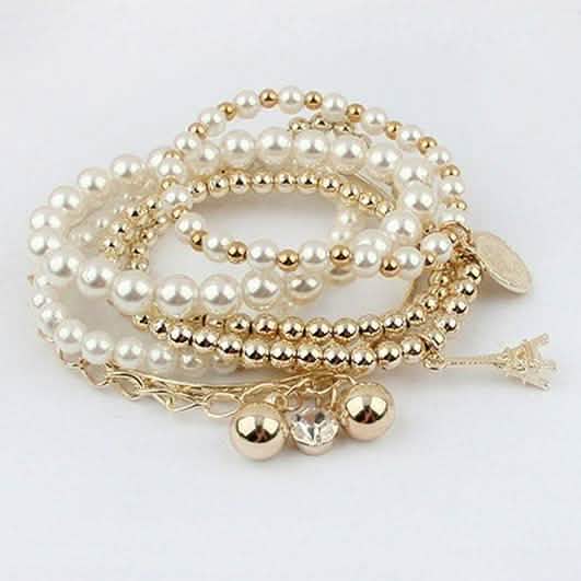 6-Piece: Multi Layer Pearl Bracelet Set DailySale
