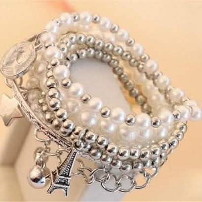 6-Piece: Multi Layer Pearl Bracelet Set DailySale