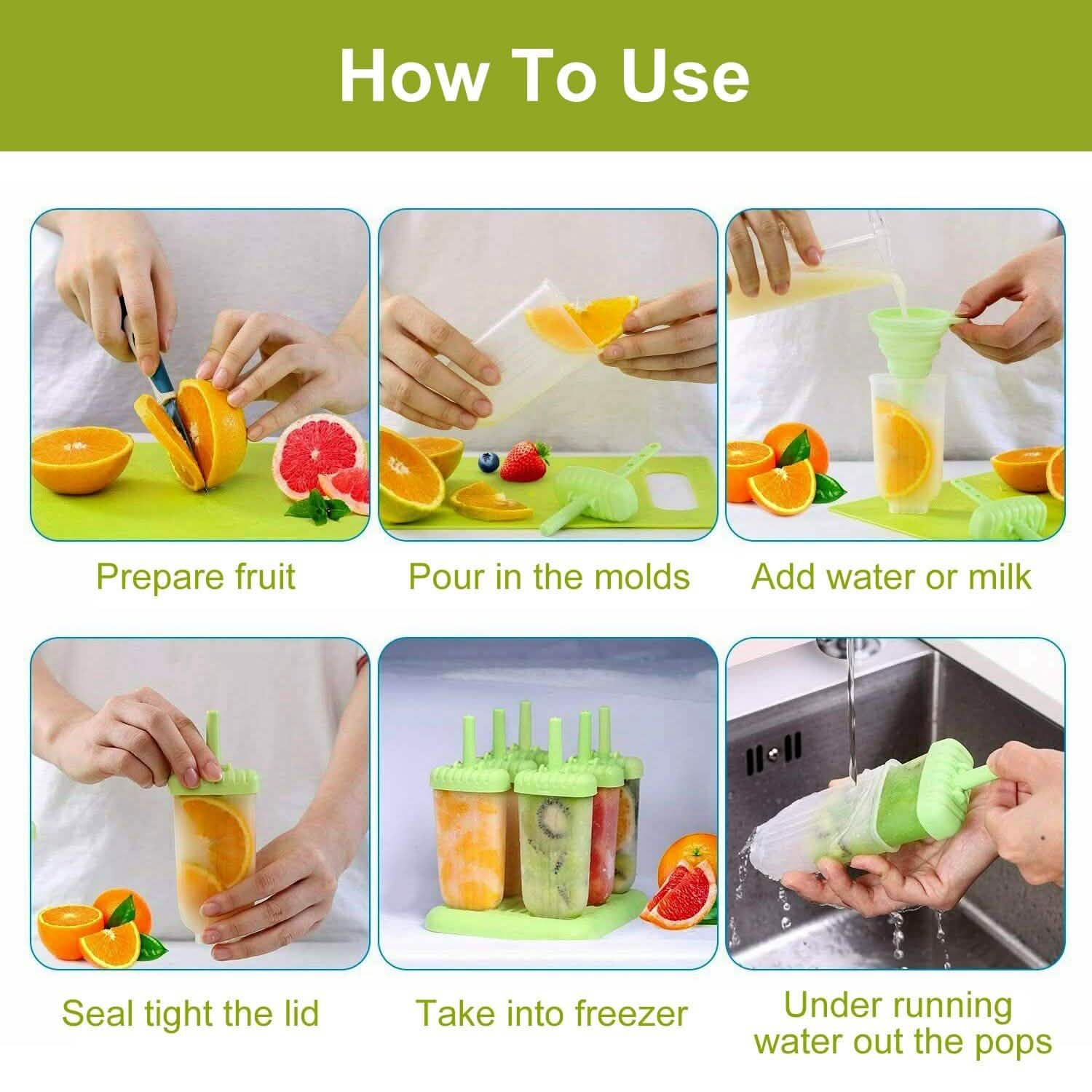 6-Piece: Popsicle Molds Reusable Ice Cream DIY Ice Pop Maker DailySale