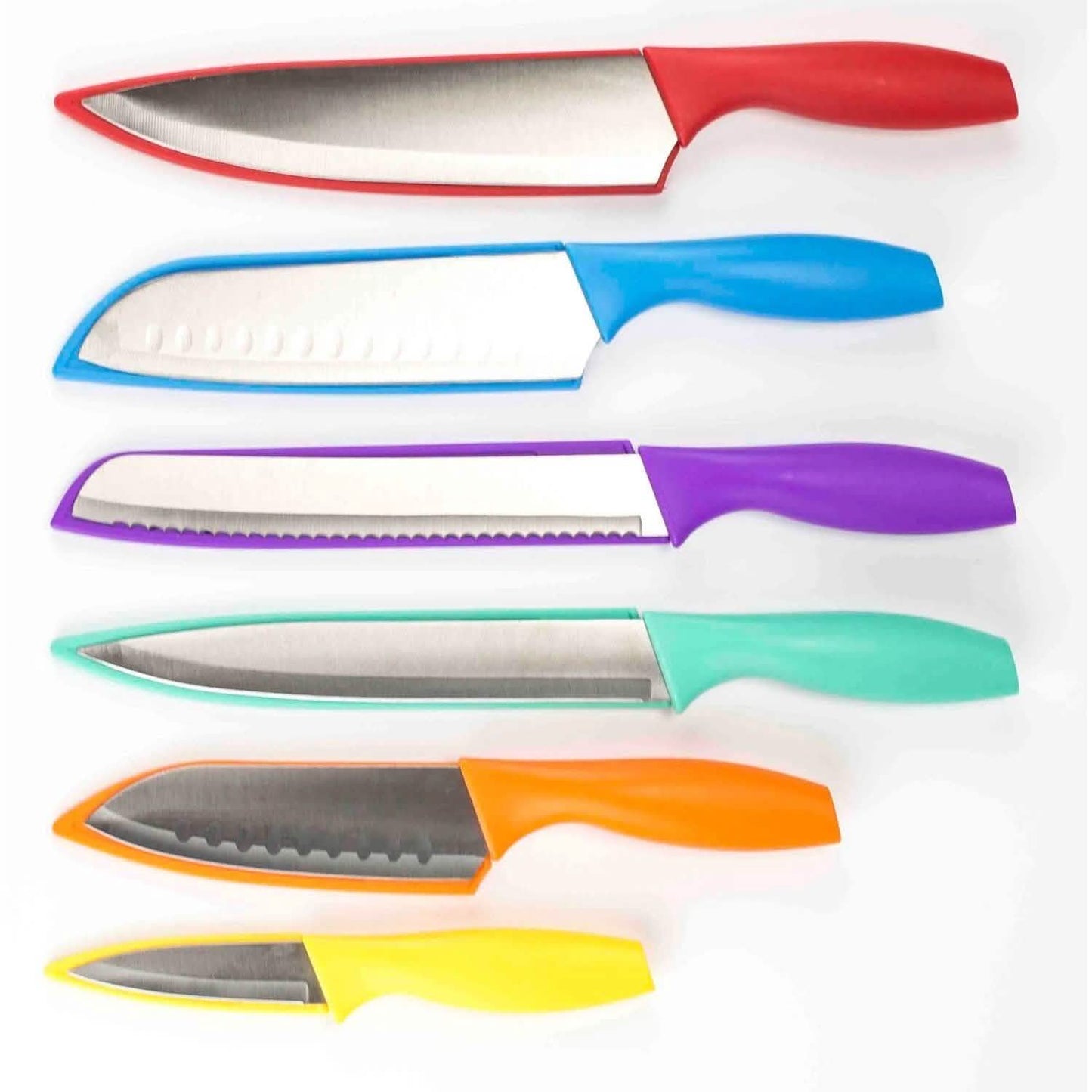 6-Piece Set: Sazon Stainless Steel Knife and Colorful Slip Covers DailySale