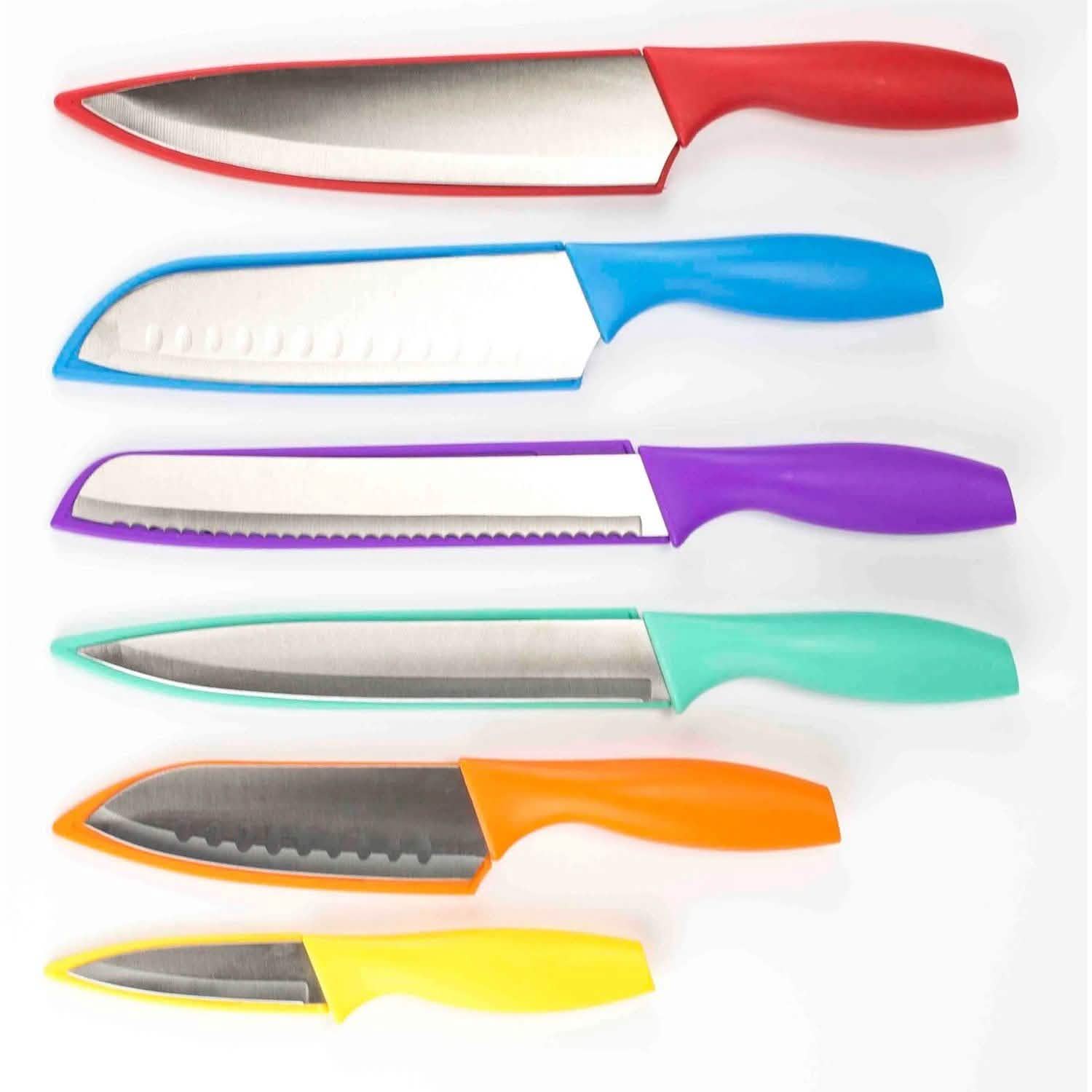 6-Piece Set: Sazon Stainless Steel Knife and Colorful Slip Covers DailySale