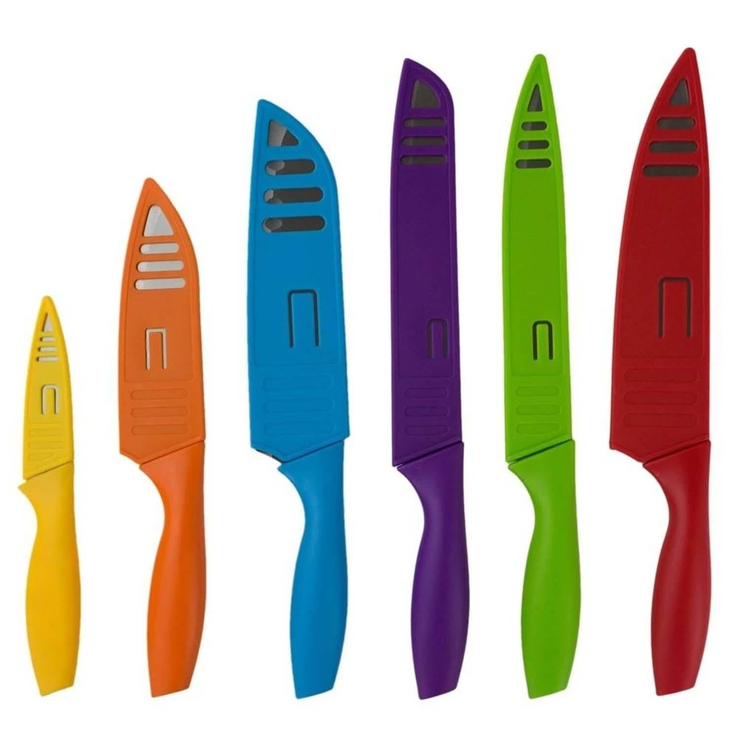 6-Piece Set: Sazon Stainless Steel Knife and Colorful Slip Covers DailySale