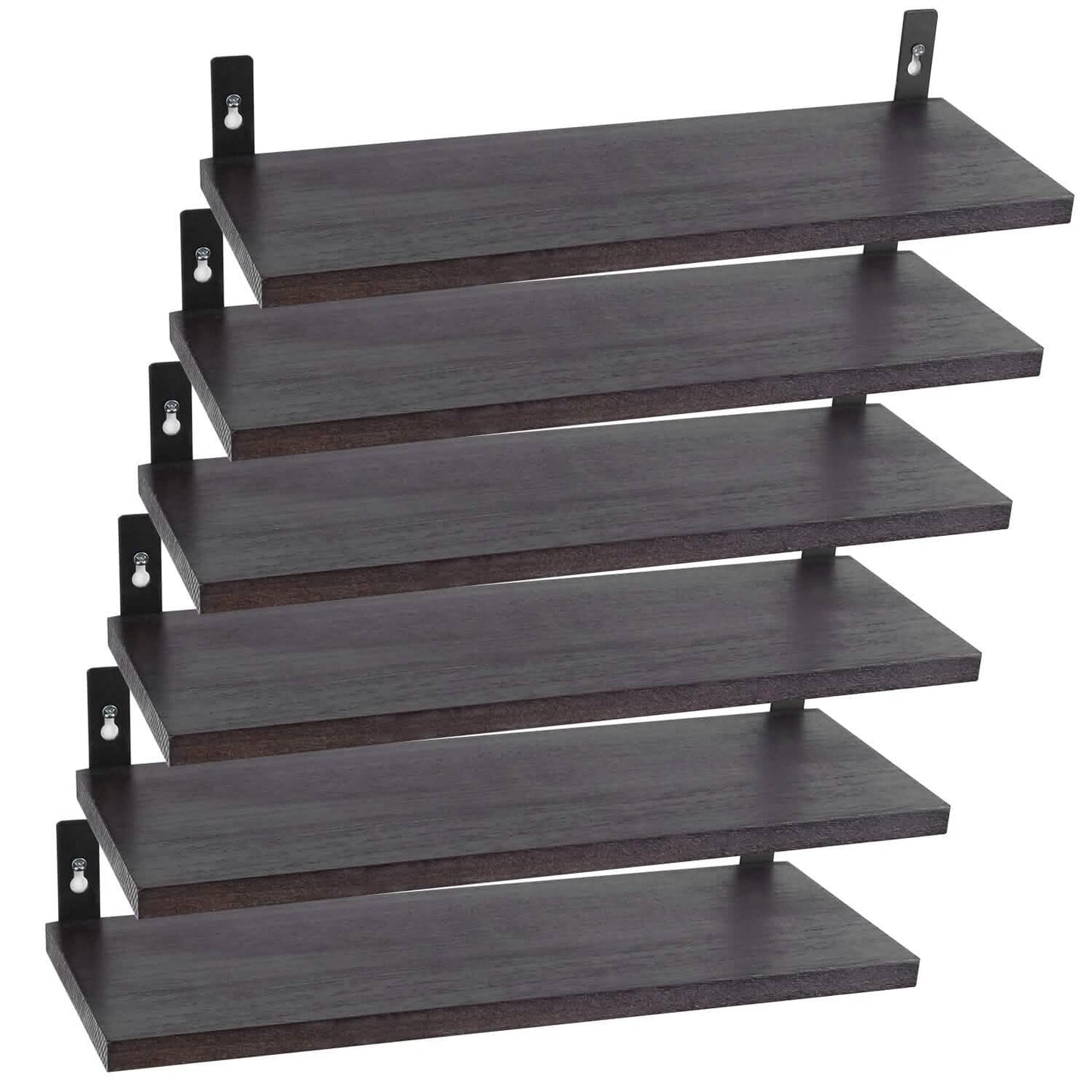 6-Piece Set: Wall Mounted Shelve Wood Storage Metal Bracket Display DailySale