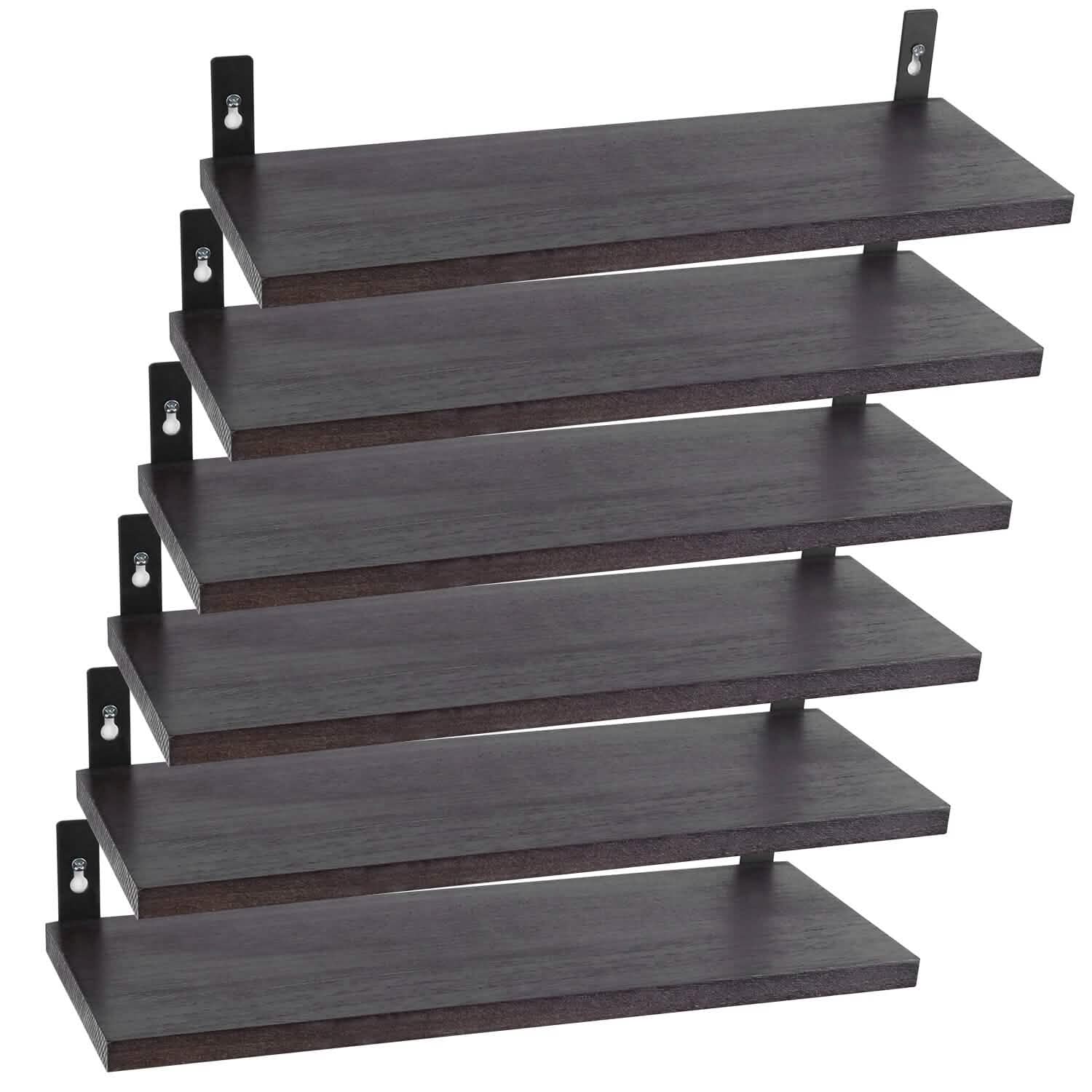 6-Piece Set: Wall Mounted Shelve Wood Storage Metal Bracket Display DailySale