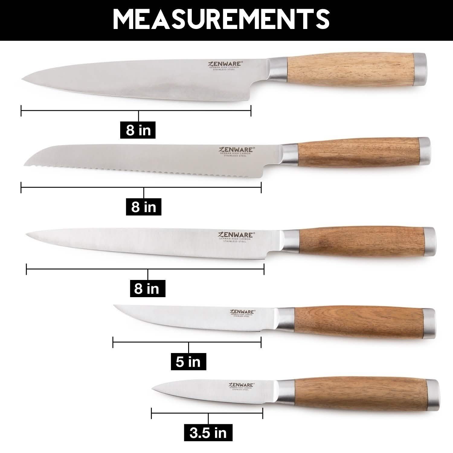 6-Piece: Zenware German Stainless Steel Kitchen Knives Set with Bamboo Magnetic Block DailySale