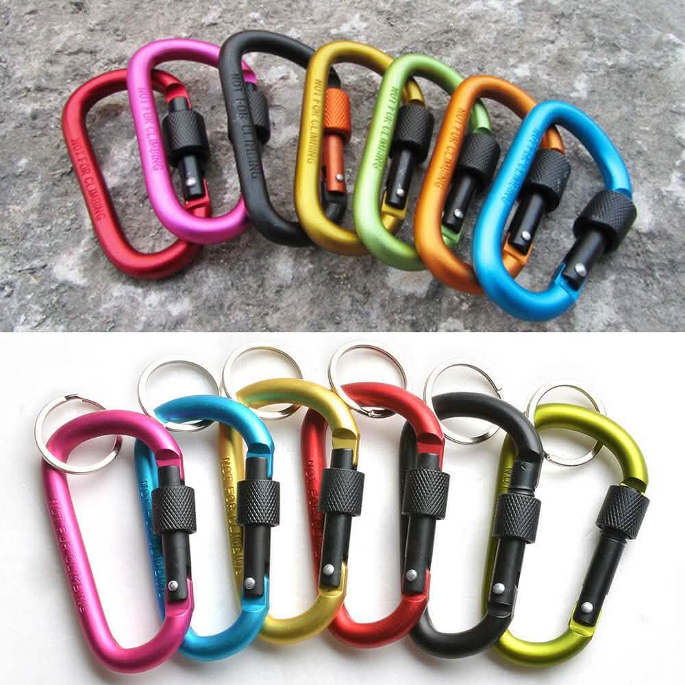 6-Pieces: D-Ring Screw Locking Carabiner Hook Clip Aluminum Camping Keychain DailySale