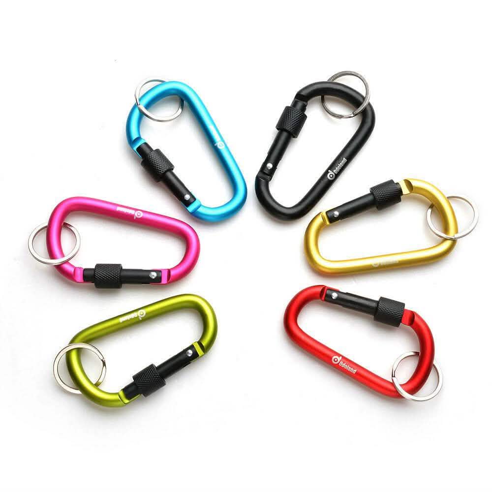 6-Pieces: D-Ring Screw Locking Carabiner Hook Clip Aluminum Camping Keychain DailySale