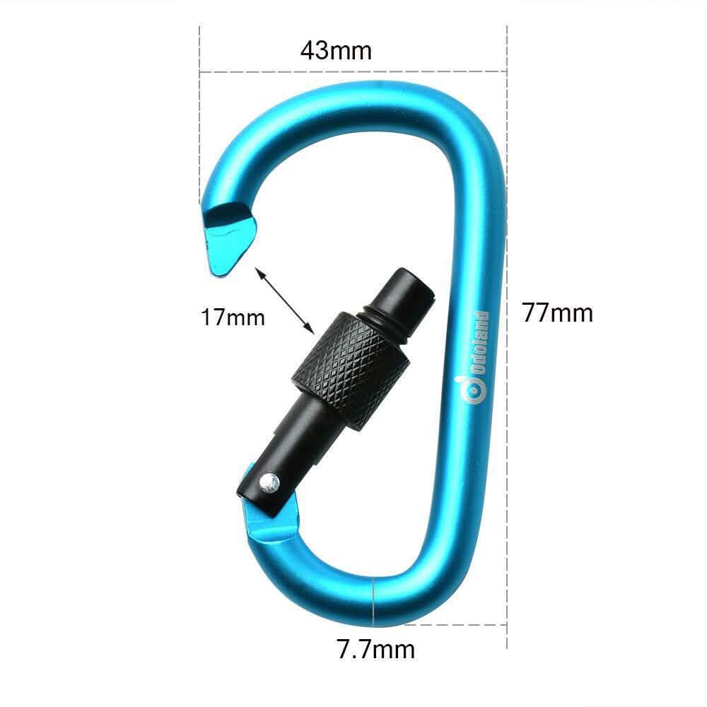 6-Pieces: D-Ring Screw Locking Carabiner Hook Clip Aluminum Camping Keychain DailySale