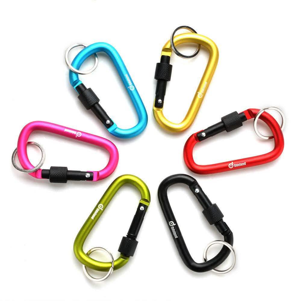 6-Pieces: D-Ring Screw Locking Carabiner Hook Clip Aluminum Camping Keychain DailySale