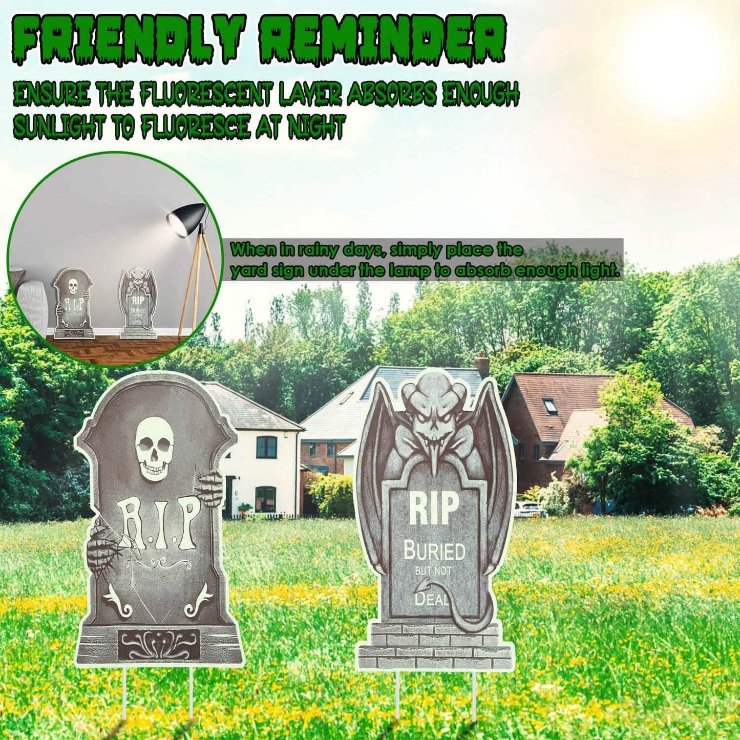 6-Pieces: Glow in the Dark Halloween Yard Sign Decorations with 12 Stakes DailySale