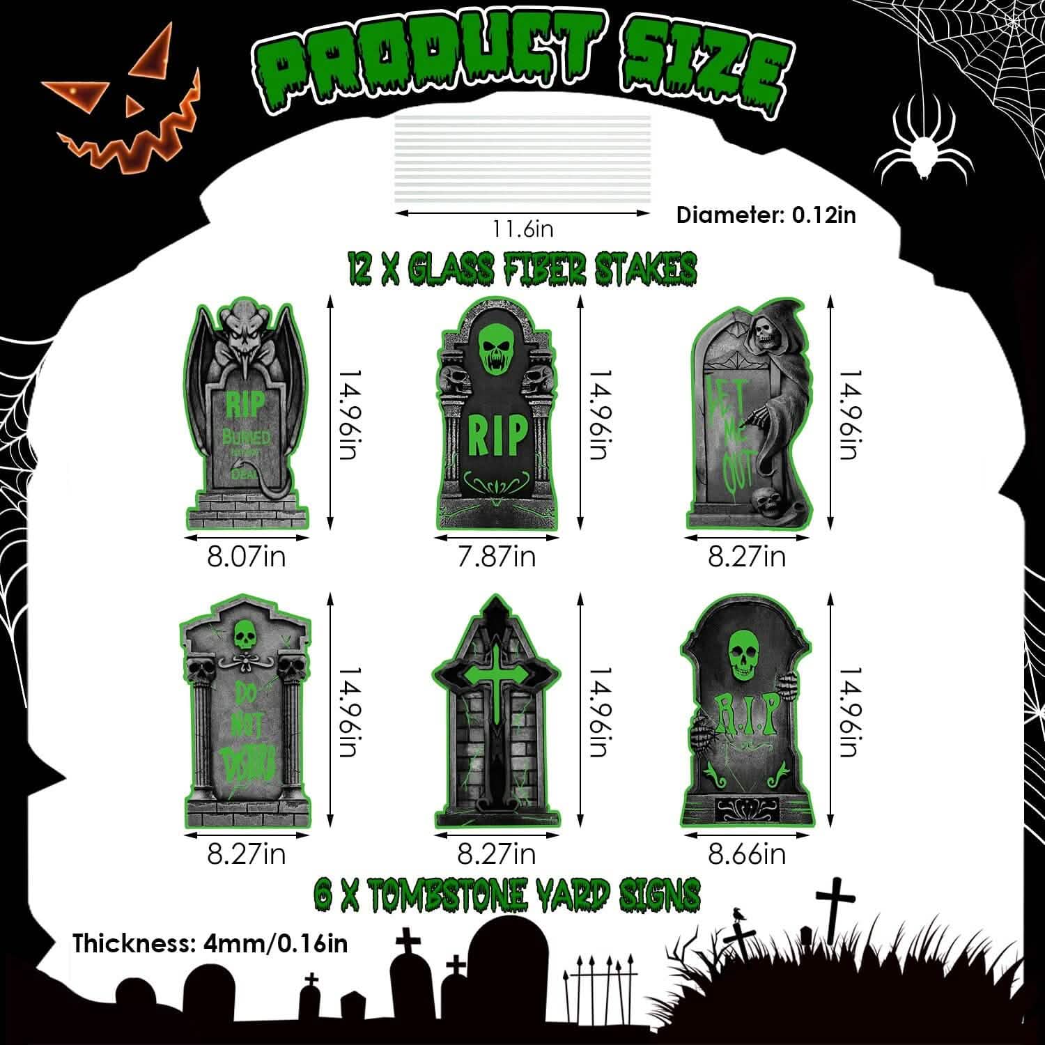 6-Pieces: Glow in the Dark Halloween Yard Sign Decorations with 12 Stakes DailySale