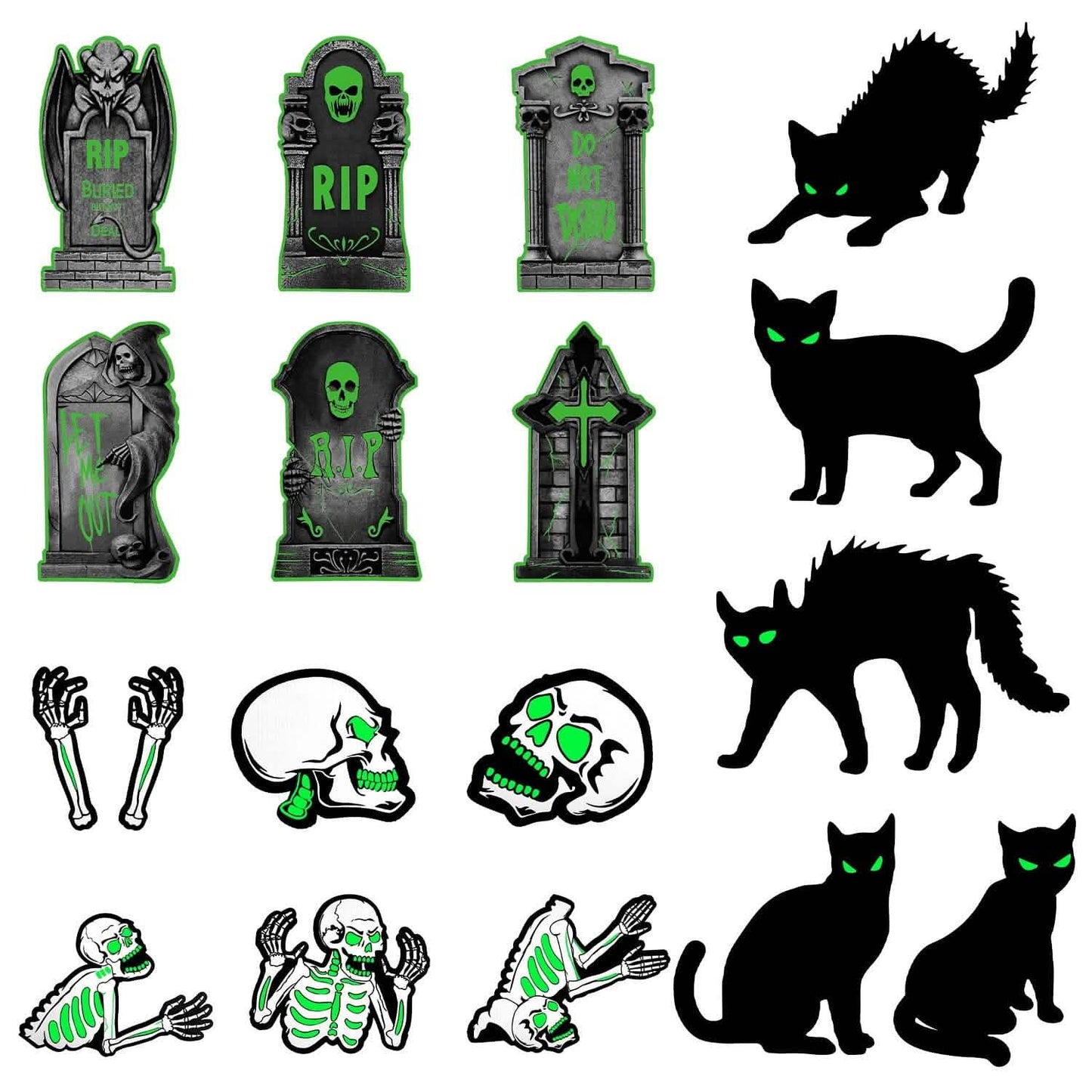 6-Pieces: Glow in the Dark Halloween Yard Sign Decorations with 12 Stakes DailySale
