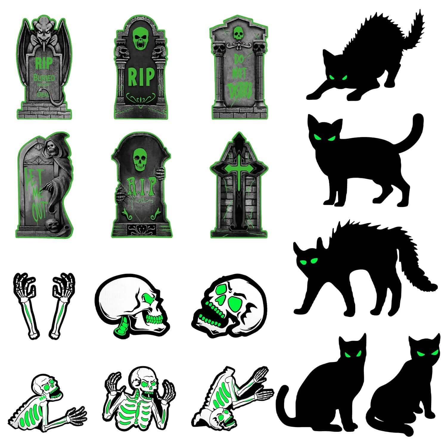 6-Pieces: Glow in the Dark Halloween Yard Sign Decorations with 12 Stakes DailySale