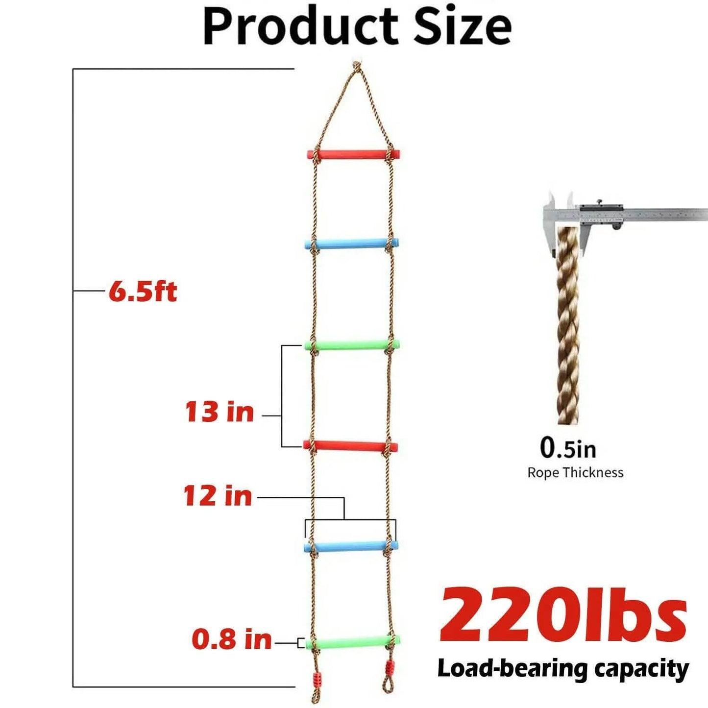 6 Rungs Swing Climbing Rope Ladder Hang for Children Playground Exercise DailySale