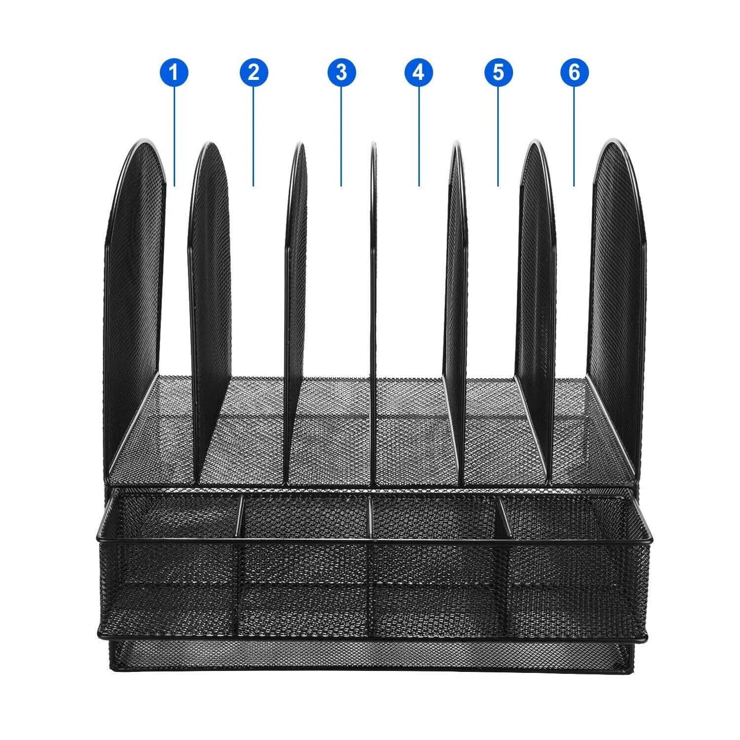 6 Trays 2 Tier Mesh Desk File Sorter Organizer Office Document Holder with Drawer DailySale