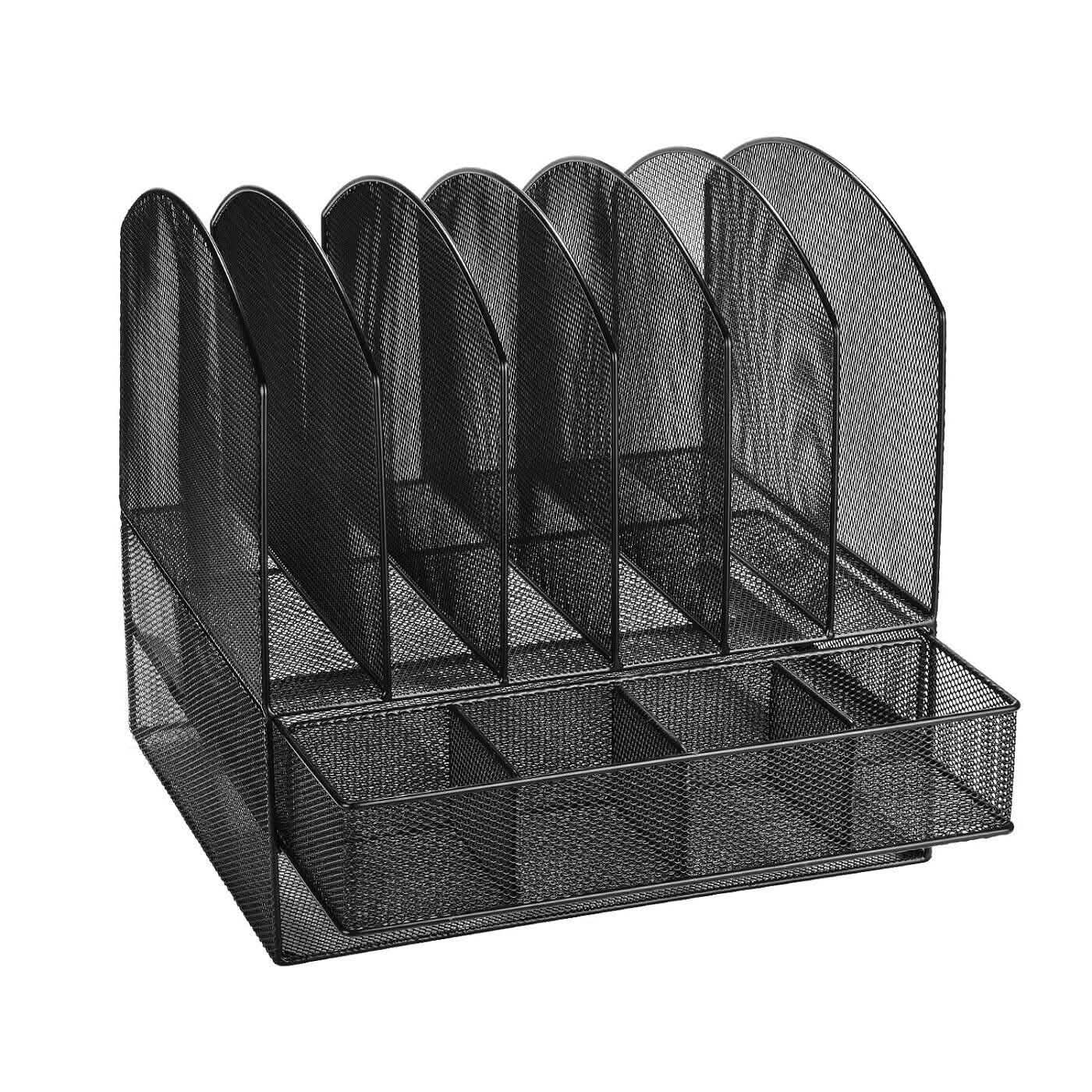 6 Trays 2 Tier Mesh Desk File Sorter Organizer Office Document Holder with Drawer DailySale