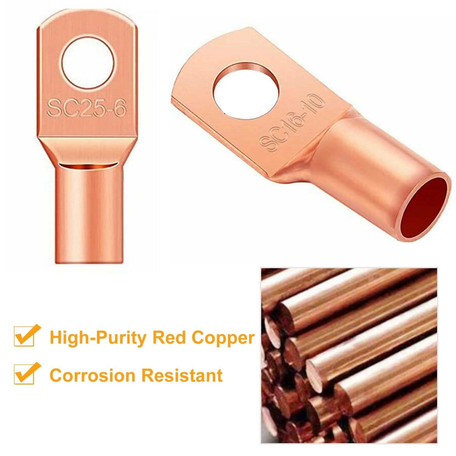 60-Piece: Battery Bare Copper Ring Lug Terminals DailySale