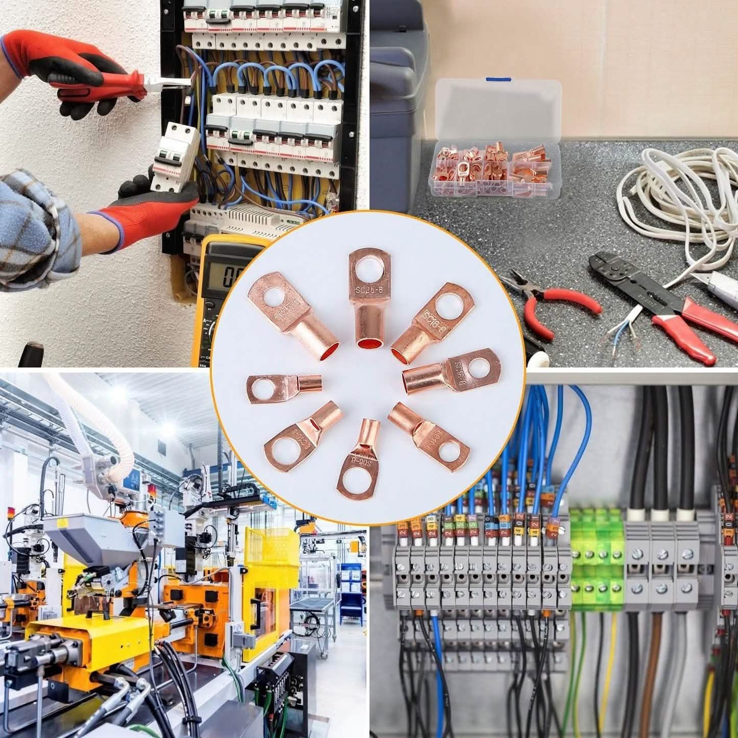 60-Piece: Battery Bare Copper Ring Lug Terminals DailySale