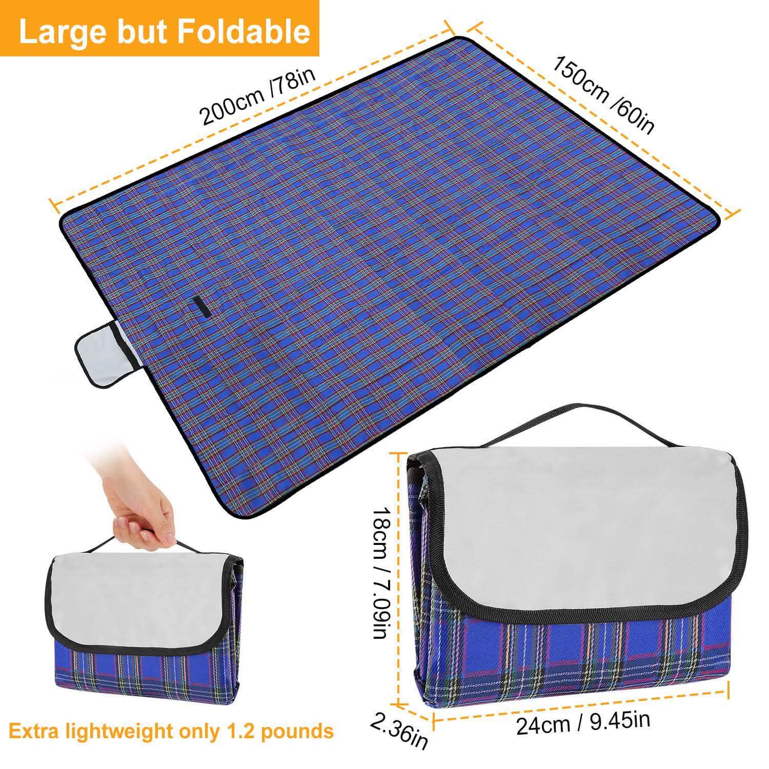 60" x 78" Foldable Waterproof Picnic Blanket with Strap DailySale